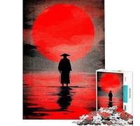 Rompecabezas para Adolescentes de 1000 Piezas Silueta de samurái bajo el Sol Rojo Rompecabezas para Adultos Juego Familiar Divertido y con Humor Un Gran Regalo para los Amantes de los Videojuegos