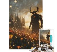Rompecabezas para Adolescentes de 1000 Piezas Silueta de un Demonio en un Campo Ideal para cumpleaños y Navidad Juego práctico de dificultad Alta para Mayores de 14 años (50x75cm)