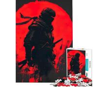 Rompecabezas para Adolescentes de 1000 Piezas Silueta de un Ninja con Luna roja Juegos educativos Juguete Juego Intelectual Ideas de Regalo Divertido y con Humor tamaño 38x26cm