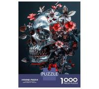 Rompecabezas para Adolescentes De 1000 Piezas Silver Skull of Death Rompecabezas para Adultos Juegos Divertidos Decoración De Pared 52x38cm/1000pcs