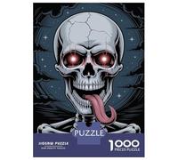 Rompecabezas para Adolescentes De 1000 Piezas Skull with Glowing Eyes and Tongue Rompecabezas para Adultos Juguete Decoración De Pared Carrera De Velocidad Manual Desafío Educativo 70x50cm/1000pcs