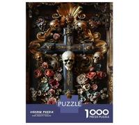Rompecabezas para Adolescentes De 1000 Piezas Skulls and Flowers Artwork Rompecabezas para Adultos Juegos Relajantes Regalos De Cumpleaños para Amigos Y Familiares 38x26cm/1000pcs