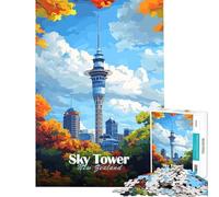 Rompecabezas para Adolescentes de 1000 Piezas Sky Tower Nueva Zelanda Un Reto para completar Juego Educativo de análisis y lógica para Mayores de 14 años 50x75cm