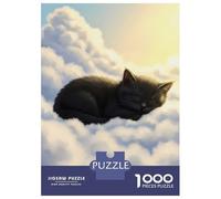 Rompecabezas para Adolescentes De 1000 Piezas Sleeping Kitten on Clouds Rompecabezas para Adultos Juguete Decoración De Pared Carrera De Velocidad Manual Desafío Educativo 38x26cm/1000pcs