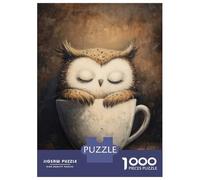 Rompecabezas para Adolescentes De 1000 Piezas Sleeping Owl in Coffee Cup Rompecabezas Juego De Ingenio Decoración Perfecta Regalos Y Cumpleaños Únicos 38x26cm/1000pcs