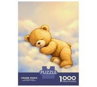 Rompecabezas para Adolescentes De 1000 Piezas Sleeping Teddy Bear on Clouds Rompecabezas para Adultos Juguete Decoración De Pared Carrera De Velocidad Manual Desafío Educativo 38x26cm/1000pcs
