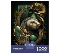 Rompecabezas para Adolescentes De 1000 Piezas Sloth Abstract Floral Rompecabezas para Adultos Juguete Decoración De Pared Desafío Difícil 38x26cm/1000pcs