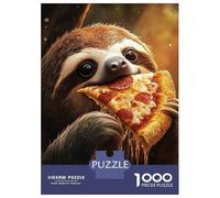 Rompecabezas para Adolescentes De 1000 Piezas Sloth Eating Pepperoni Salami Pizza Rompecabezas para Adultos Juegos Relajantes Una Obra De Arte Cumpleaños 38x26cm/1000pcs