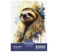 Rompecabezas para Adolescentes De 1000 Piezas Sloth Watercolor Design Rompecabezas para Adultos Juguetes Antiestrés Decoración De Pared Interacción Entre Padres E Hijos 52x38cm/1000pcs