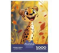 Rompecabezas para Adolescentes De 1000 Piezas Smiling Cheetah in Autumn Rompecabezas para Adultos Juego De Ingenio Decoración De Pared Difícil Y Desafiante 70x50cm/1000pcs