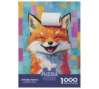 Rompecabezas para Adolescentes De 1000 Piezas Smiling Fox with Toilet Paper Rompecabezas para Adultos Juguete Decoración De Pared Carrera De Velocidad Manual Desafío Educativo 38x26cm/1000pcs