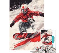 Rompecabezas para Adolescentes de 1000 Piezas Snowboarder en acción Diversión en casa Actividades de análisis y lógica Juguetes antiestrés para Mayores de 14 años 38x52cm