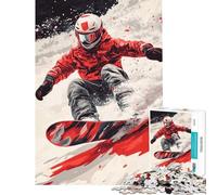 Rompecabezas para Adolescentes de 1000 Piezas Snowboarder en acción Diversión en casa Juguetes antiestrés para Toda la Familia Apto para Mayores de 14 años 38x26cm