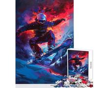 Rompecabezas para Adolescentes de 1000 Piezas: Snowboarder en los Alpes Juguete Educativo Gran Regalo para Juegos Juego Imposible con póster a Juego y Hoja de Trivia Tamaño 38x52cm