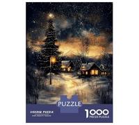 Rompecabezas para Adolescentes De 1000 Piezas Snowy Christmas Village Rompecabezas para Adultos Juguete Decoración De Pared Carrera De Velocidad Manual Desafío Educativo 38x26cm/1000pcs