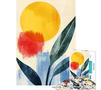 Rompecabezas para Adolescentes de 1000 Piezas Sol Abstracto Minimalista - Flor Tropical Juego Educativo Juguete Juego Intelectual Gran Regalo para los Amantes de los Juegos Una Obra de Arte (38x26cm)