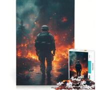 Rompecabezas para Adolescentes de 1000 Piezas Soldado en tormenta de Fuego Juguetes para armar Corte de precisión con Piezas de Formas aleatorias Que encajan Perfectamente 50x75cm