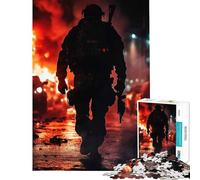 Rompecabezas para Adolescentes de 1000 Piezas Soldado en Zona de Guerra Juego práctico Juguetes educativos Ideas de Regalos desafío difícil (tamaño 38x26cm)