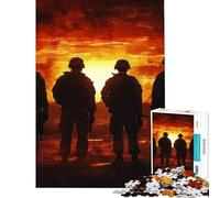 Rompecabezas para Adolescentes de 1000 Piezas Soldados al Atardecer Juego práctico y Educativo Juguete desafiante Gran Regalo para Juegos de análisis y lógica (Tamaño 38x26cm)
