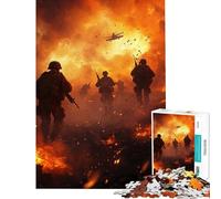 Rompecabezas para Adolescentes de 1000 Piezas Soldados en una tormenta de Fuego Juegos Familiares Juguetes desafiantes Gran Regalo para los Amantes de los Juegos y para aliviar el estrés (38x52cm)