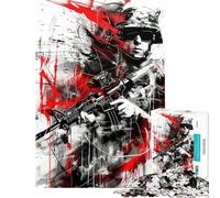 Rompecabezas para Adolescentes de 1000 Piezas Soldados Militares Rompecabezas Negros y Rojos para Adultos Juegos Divertidos Carrera de Velocidad Manual interacción Entre Padres e Hijos (38x52cm)
