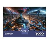 Rompecabezas para Adolescentes De 1000 Piezas Space Station Cityscape -2 Rompecabezas para Adultos Juguetes Antiestrés Decoración De Pared Interacción Entre Padres E Hijos 38x26cm/1000pcs