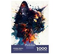 Rompecabezas para Adolescentes De 1000 Piezas Splash Watercolor Cat Rompecabezas Juego De Ingenio Decoración Perfecta Regalos Y Cumpleaños Únicos 70x50cm/1000pcs