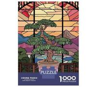 Rompecabezas para Adolescentes De 1000 Piezas Stained Glass Bonsai Tree Landscape Rompecabezas para Adultos Juegos Familiares Análisis Y Lógica Cumpleaños Y Navidad 38x26cm/1000pcs