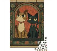 Rompecabezas para Adolescentes De 1000 Piezas Stained Glass Cats Art Print Rompecabezas para Adultos Juguetes DIY Pero Divertidos Y Humorísticos Regalos De Cumpleaños Y Únicos 52x38cm/1000pcs