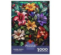 Rompecabezas para Adolescentes De 1000 Piezas Stained Glass Floral Arrangement Rompecabezas para Adultos Juego De Ingenio Regalos para Mujeres Desafiante De Completar 38x26cm/1000pcs