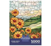 Rompecabezas para Adolescentes De 1000 Piezas Stained Glass Flowers & Landscape Rompecabezas para Adolescentes Juegos Relajantes Carrera De Velocidad De Manos 38x26cm/1000pcs