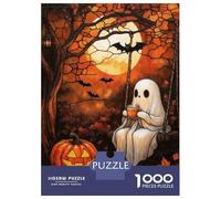 Rompecabezas para Adolescentes De 1000 Piezas Stained Glass Ghost and Coffee Under The Moon Rompecabezas para Adultos Juego De Ingenio Juego Antiestrés Juego Desafiante Regalos 70x50cm/1000pcs