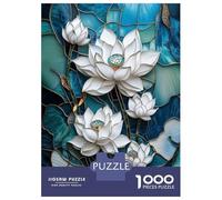 Rompecabezas para Adolescentes De 1000 Piezas Stained Glass Lotus Flowers Rompecabezas para Adultos Juegos Relajantes Análisis Y Lógica Difícil Y Desafiante 38x26cm/1000pcs
