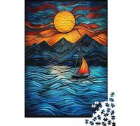Rompecabezas para Adolescentes De 1000 Piezas Stained Glass Ocean Sunset Rompecabezas para Adultos Juguetes DIY Pero Divertidos Y Humorísticos Regalos De Cumpleaños Y Únicos 70x50cm/1000pcs