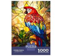 Rompecabezas para Adolescentes De 1000 Piezas Stained Glass Parrot Art Rompecabezas para Adultos Juegos Relajantes Análisis Y Lógica Cumpleaños 70x50cm/1000pcs