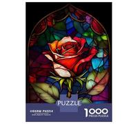 Rompecabezas para Adolescentes De 1000 Piezas Stained Glass Rose Rompecabezas para Adultos Juguete Decoración De Pared Decoración del Hogar Juego Desafiante Regalos 70x50cm/1000pcs