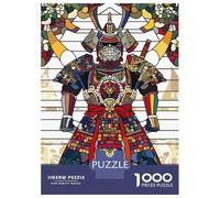 Rompecabezas para Adolescentes De 1000 Piezas Stained Glass Samurai Warrior Rompecabezas para Adultos Juego Práctico Una Obra De Arte Cumpleaños 38x26cm/1000pcs