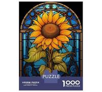 Rompecabezas para Adolescentes De 1000 Piezas Stained Glass Sunflower Rompecabezas para Adultos Juegos Relajantes Regalos para Mujeres Ayuda A Ejercitar El Cerebro 70x50cm/1000pcs