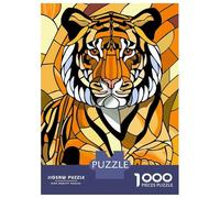 Rompecabezas para Adolescentes De 1000 Piezas Stained Glass Tiger Portrait Rompecabezas para Adultos Juegos Familiares Corte De Precisión Regalos Y Cumpleaños Únicos 38x26cm/1000pcs