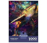 Rompecabezas para Adolescentes De 1000 Piezas Stained Glass Whale Rompecabezas para Adultos Juguetes De Bricolaje Análisis Y Lógica Diversión En Casa Actividades, 38x26cm/1000pcs