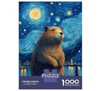Rompecabezas para Adolescentes De 1000 Piezas Starry Night Capybara Rompecabezas para Adultos Juguete Decoración De Pared Carrera De Velocidad Manual Desafío Educativo 38x26cm/1000pcs