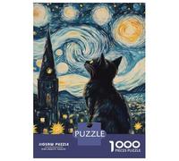 Rompecabezas para Adolescentes De 1000 Piezas Starry Night Cat-14 Rompecabezas para Adultos Juegos Relajantes Regalos para Mujeres Ayuda A Ejercitar El Cerebro 70x50cm/1000pcs