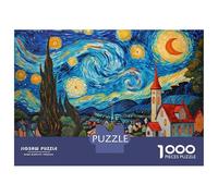 Rompecabezas para Adolescentes De 1000 Piezas Starry Night Village Wall Art Rompecabezas para Adultos Juego Familiar Alivia El Estrés Interacción Entre Padres E Hijos 38x26cm/1000pcs