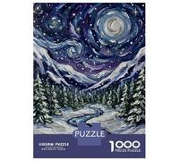 Rompecabezas para Adolescentes De 1000 Piezas Starry Night Winter Landscape Rompecabezas para Adultos Juego Práctico Mejora La Memoria Gran Regalo para Jugar 52x38cm/1000pcs