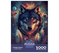 Rompecabezas para Adolescentes De 1000 Piezas Starry Wolf Dreamcatcher Rompecabezas para Adultos Juguete Decoración De Pared Decoración del Hogar Juego Desafiante Regalos 70x50cm/1000pcs