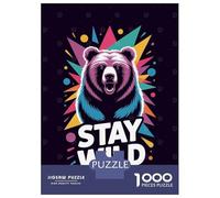 Rompecabezas para Adolescentes De 1000 Piezas Stay Wild Bear Graphic Art Rompecabezas para Adultos Juegos Relajantes Análisis Y Lógica Cumpleaños 52x38cm/1000pcs