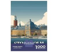 Rompecabezas para Adolescentes De 1000 Piezas Stockholm Sweden Cityscape Rompecabezas DIY Juguetes Vacaciones En Casa Matar El Tiempo Cumpleaños Y Navidad 38x26cm/1000pcs