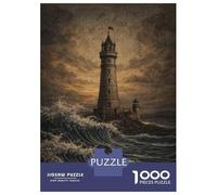 Rompecabezas para Adolescentes De 1000 Piezas Stormy Seas Lighthouse Rompecabezas Juegos Relajantes Pero Divertidos Y Humorísticos Cumpleaños 52x38cm/1000pcs