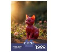 Rompecabezas para Adolescentes De 1000 Piezas Strawberry Cat in A Flower Field Rompecabezas para Adultos Juego De Ingenio Decoración De Pared Difícil Y Desafiante 38x26cm/1000pcs