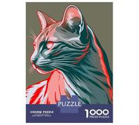 Rompecabezas para Adolescentes De 1000 Piezas Stylized Cat Portrait with Red Accents Rompecabezas para Adultos Juegos Relajantes Análisis Y Lógica Cumpleaños 38x26cm/1000pcs